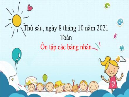 Bài giảng Toán 3 - Bài: Ôn tập các bảng nhân - Năm học 2021-2022 - Lê Hoàng Trung