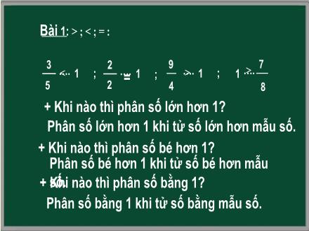Bài giảng Toán 5 - Bài: Ôn tập So sánh hai phân số (Tiếp theo)