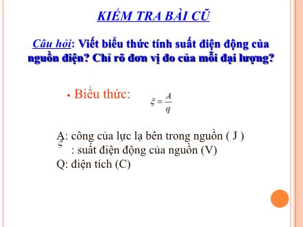 Bài giảng Vật lí 11 - Bài: Điện năng. Công suất điện