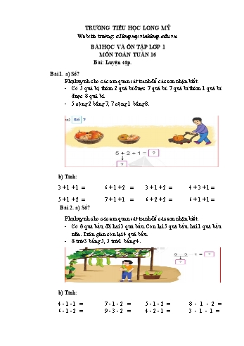 Bài học ôn tập Covid 19 Lớp 1 - Tuần 16 - Trường Tiểu học Long Mỹ