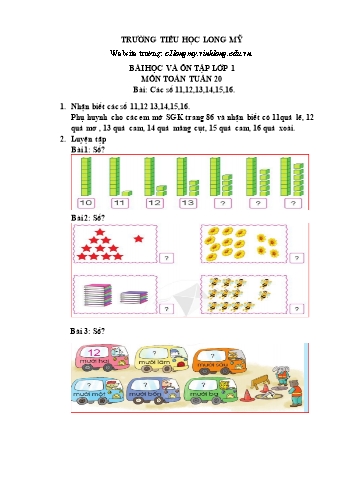 Bài học ôn tập Covid 19 Lớp 1 - Tuần 20 - Trường Tiểu học Long Mỹ