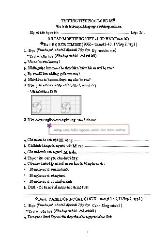 Bài học ôn tập Covid 19 Lớp 2 - Tuần 6 - Trường Tiểu học Long Mỹ