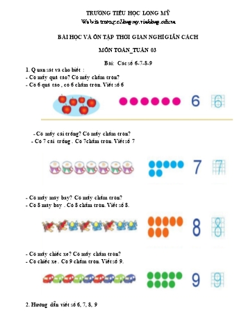 Bài học ôn tập Covid 19 môn Toán + Mĩ thuật Lớp 1 - Tuần 3 - Trường Tiểu học Long Mỹ
