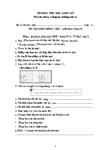 Bài học ôn tập Covid 19 Toán + Tiếng Việt 2 - Tuần 6 - Trường Tiểu học Long Mỹ (Có đáp án)