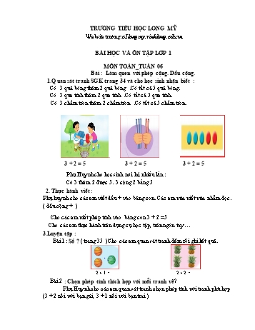 Bài học ôn tập Covid 19 Toán + Tiếng Việt Lớp 1 - Tuần 6 - Trường Tiểu học Long Mỹ