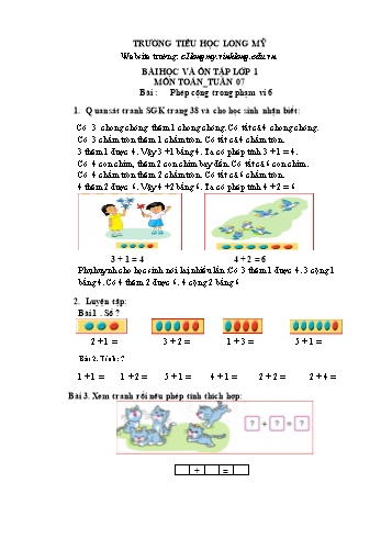 Bài học ôn tập Covid 19 Toán + Tiếng Việt + Mĩ thuật Lớp 1 - Tuần 7 - Trường Tiểu học Long Mỹ