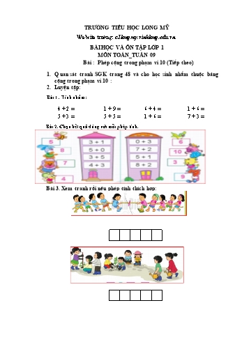 Bài học ôn tập Covid 19 Toán + Tiếng Việt + Thể dục Lớp 1 - Tuần 9 - Trường Tiểu học Long Mỹ