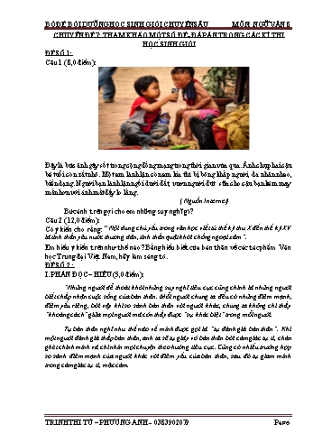 Bộ đề bồi dưỡng học sinh giỏi chuyên sâu môn Ngữ văn 8