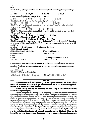 Bộ đề ôn tập cuối học kì II môn Toán + Tiếng Việt Lớp 5 năm học 2023-2024