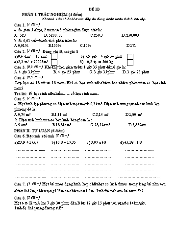 Bộ đề ôn thi học kì II môn Toán Lớp 5