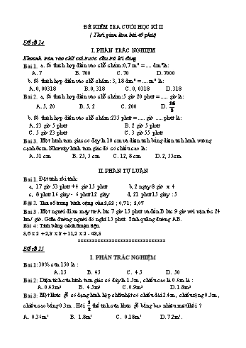 Bộ đồ ôn tập kiểm tra cuối học kì II môn Toán Lớp 5