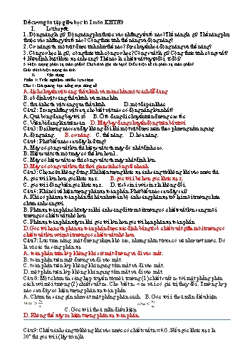 Đề cương ôn tập giữa học kì I môn Khoa học tự nhiên 9