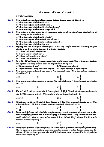 Đề cương ôn tập giữa học kì II môn Toán 7