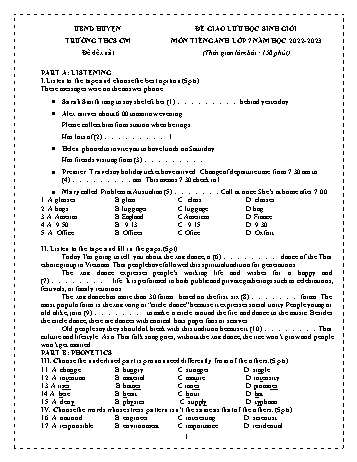 Đề giao lưu học sinh giỏi môn Tiếng Anh 7 năm học 2022-2023 - Trường THCS Cao Minh (Có đáp án)
