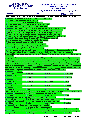 Đề khảo sát vào 10 THPT lần 2 năm học 2024-2025 môn Tiếng Anh - Trường THCS Ngô Quyền