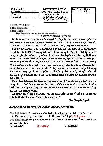 Đề kiểm tra chất lượng giữa học kì II năm học 2022-2023 môn Tiếng Việt Lớp 5 (Có đáp án)