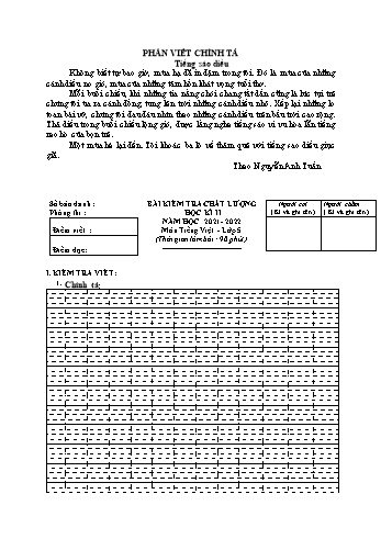 Đề kiểm tra chất lượng học kì II năm học 2021-2022 môn Tiếng Việt Lớp 5