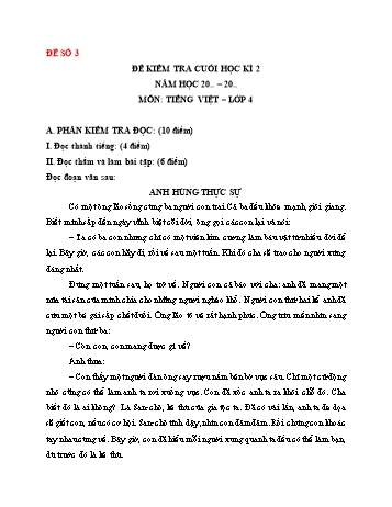 Đề kiểm tra cuối học kì 2 môn Tiếng Việt 4