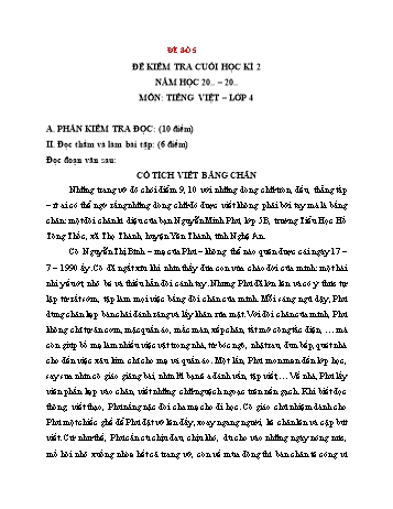 Đề kiểm tra cuối học kì II môn Tiếng Việt Lớp 4