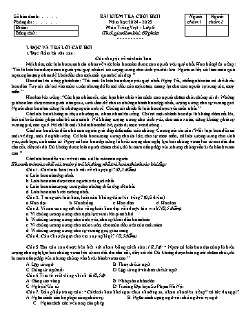 Đề kiểm tra cuối học kì II năm học 2024-2025 môn Tiếng Việt Lớp 5