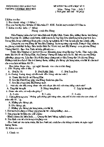 Đề kiểm tra giữa học kì II môn Tiếng Việt + Toán Lớp 5 - Trường Tiểu học Hiệp Hòa (Có đáp án)