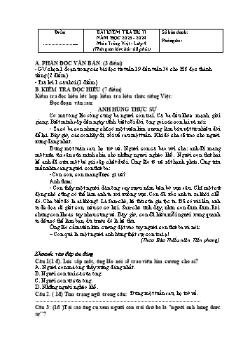 Đề kiểm tra học kì 2 năm học 2023-2024 môn Tiếng Việt Lớp 4 (Có đáp án)