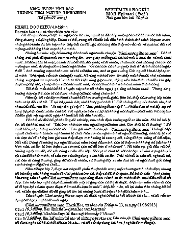 Đề kiểm tra học kì I môn Ngữ văn 9 - Trường THCS Nguyễn Bỉnh Khiêm