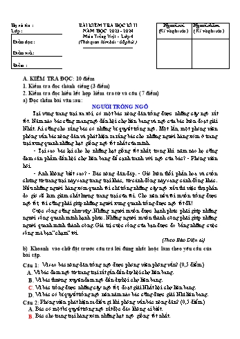 Đề kiểm tra học kì II năm học 2023-2024 môn Tiếng Việt Khối 4 (Có đáp án)