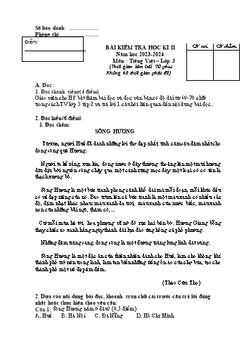 Đề kiểm tra học kì II năm học 2023-2024 môn Tiếng Việt Lớp 3