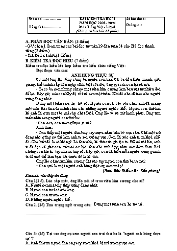 Đề kiểm tra học kì II năm học 2023-2024 môn Tiếng Việt Lớp 4 (Có đáp án)