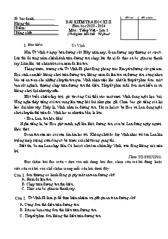 Đề kiểm tra học kì II năm học 2023-2024 môn Tiếng Việt Lớp 5 (Có đáp án)