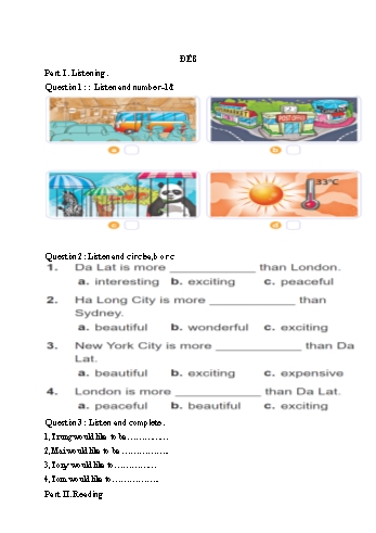 Đề kiểm tra môn Tiếng Anh Lớp 5 (Có đáp án)