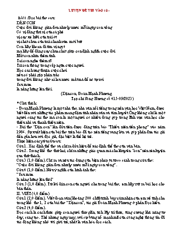 Đề luyện thi vào 10 môn Ngữ văn (Có đáp án)
