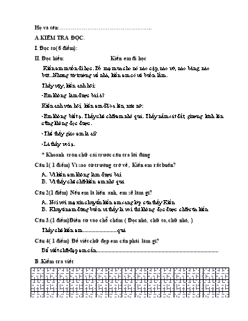 Đề ôn tập học kì II môn Toán + Tiếng Việt Lớp 1