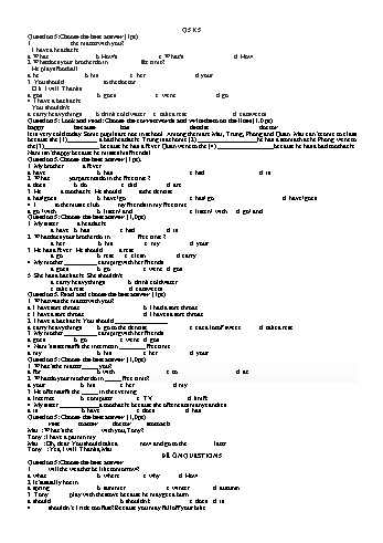 Đề ôn tập học kì môn Tiếng Anh Lớp 5