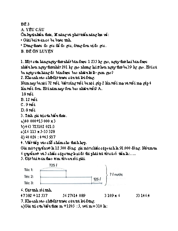 Đề ôn tập kì I môn Toán 4