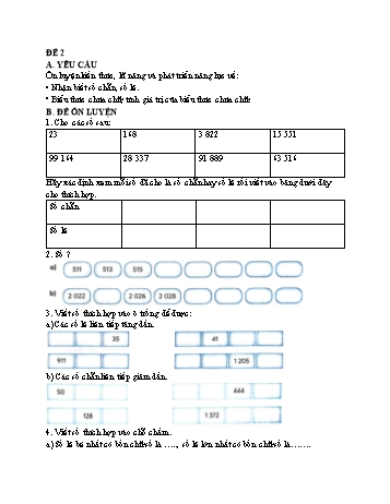 Đề ôn tập kì I môn Toán Khối 4