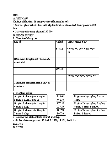 Đề ôn tập kì I môn Toán Lớp 4