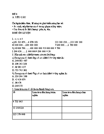 Đề ôn tập kỳ 1 môn Toán Lớp 4