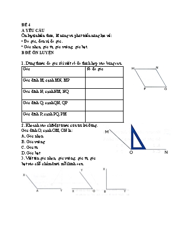 Đề ôn tập kỳ I môn Toán Lớp 4