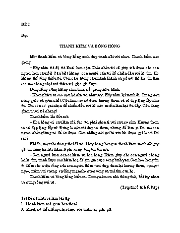 Đề ôn tập môn Tiếng Việt Khối 4