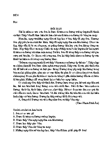 Đề ôn tập môn Tiếng Việt Lớp 4