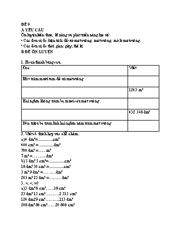 Đề ôn tập môn Toán 4 - Học kì I