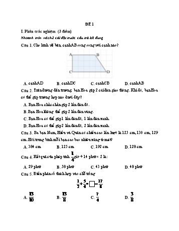 Đề ôn tập môn Toán Khối 4 - Học kì II