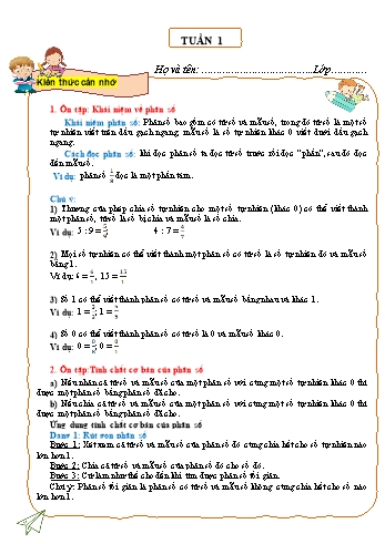 Đề ôn tập môn Toán Lớp 5 - Tuần 1 (Có đáp án)