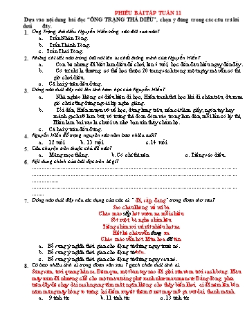 Đề ôn tập môn Toán + Tiếng Việt Lớp 4 - Tuần 11