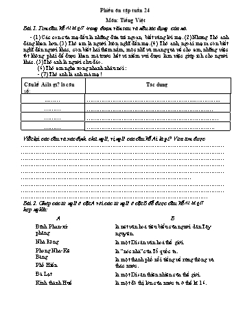 Đề ôn tập môn Toán + Tiếng Việt Lớp 4 - Tuần 24