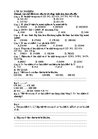 Đề ôn tập môn Toán + Tiếng Việt Lớp 4 - Tuần 7