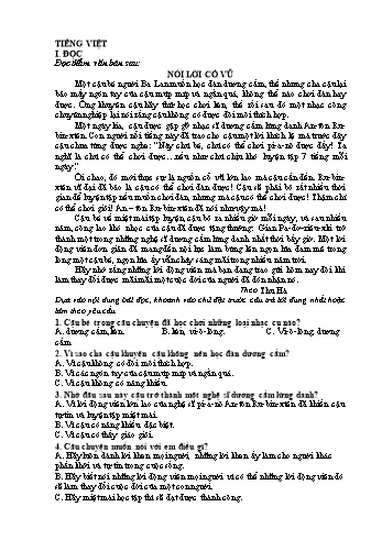 Đề ôn tập môn Toán + Tiếng Việt Lớp 4 - Tuần 9