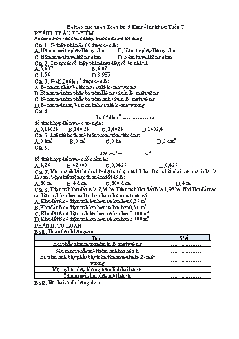 Đề ôn tập môn Toán + Tiếng Việt Lớp 5 Sách Kết nối tri thức - Tuần 7